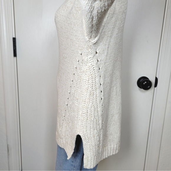 GAP Chunky Knit Cotton Sweater Women's L Soft Cozy Pullover Neutral Fall Winter - Picture 7 of 11